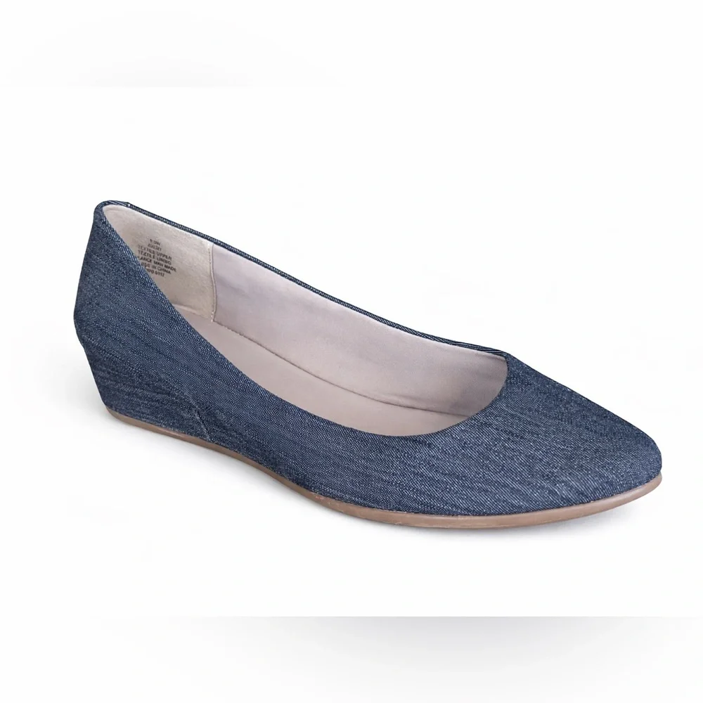 Easy Spirit Avery Denim Wedge Pumps Slip On Comfort Shoes 9.5M NEW No Tags - Picture 3 of 5